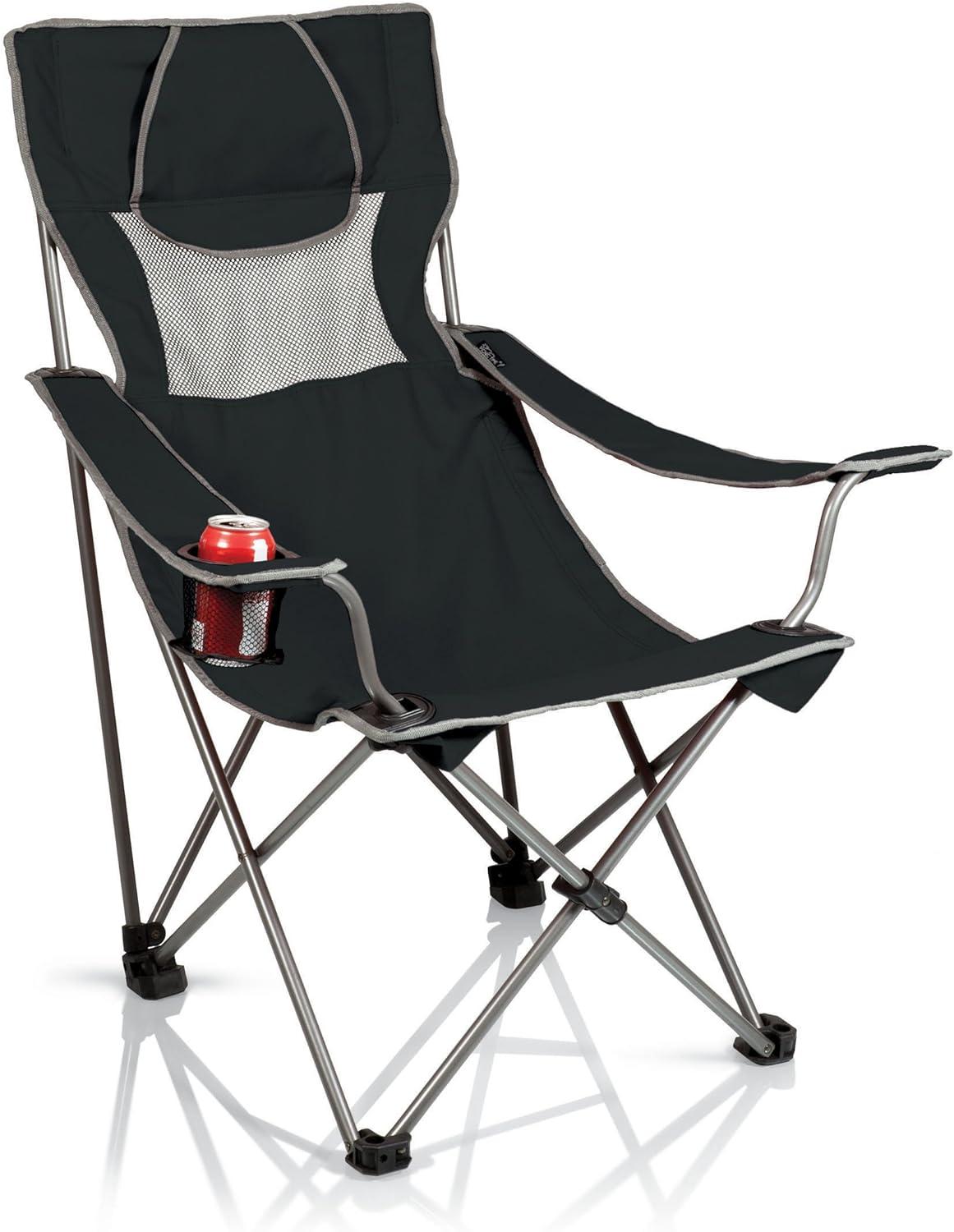 imageCampsite Camping Chair Picnic Chair Outdoor Folding Chair with Carry Bag Beach ChairBlackGrey