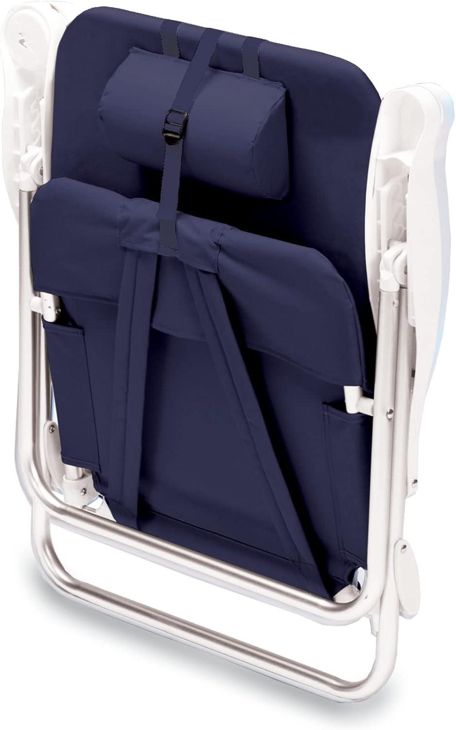 imageONIVA a Picnic Time brand Monaco Reclining Backpack Beach Chair Outdoor Folding Lounge Chair Lightweight Low Chair Navy Blue