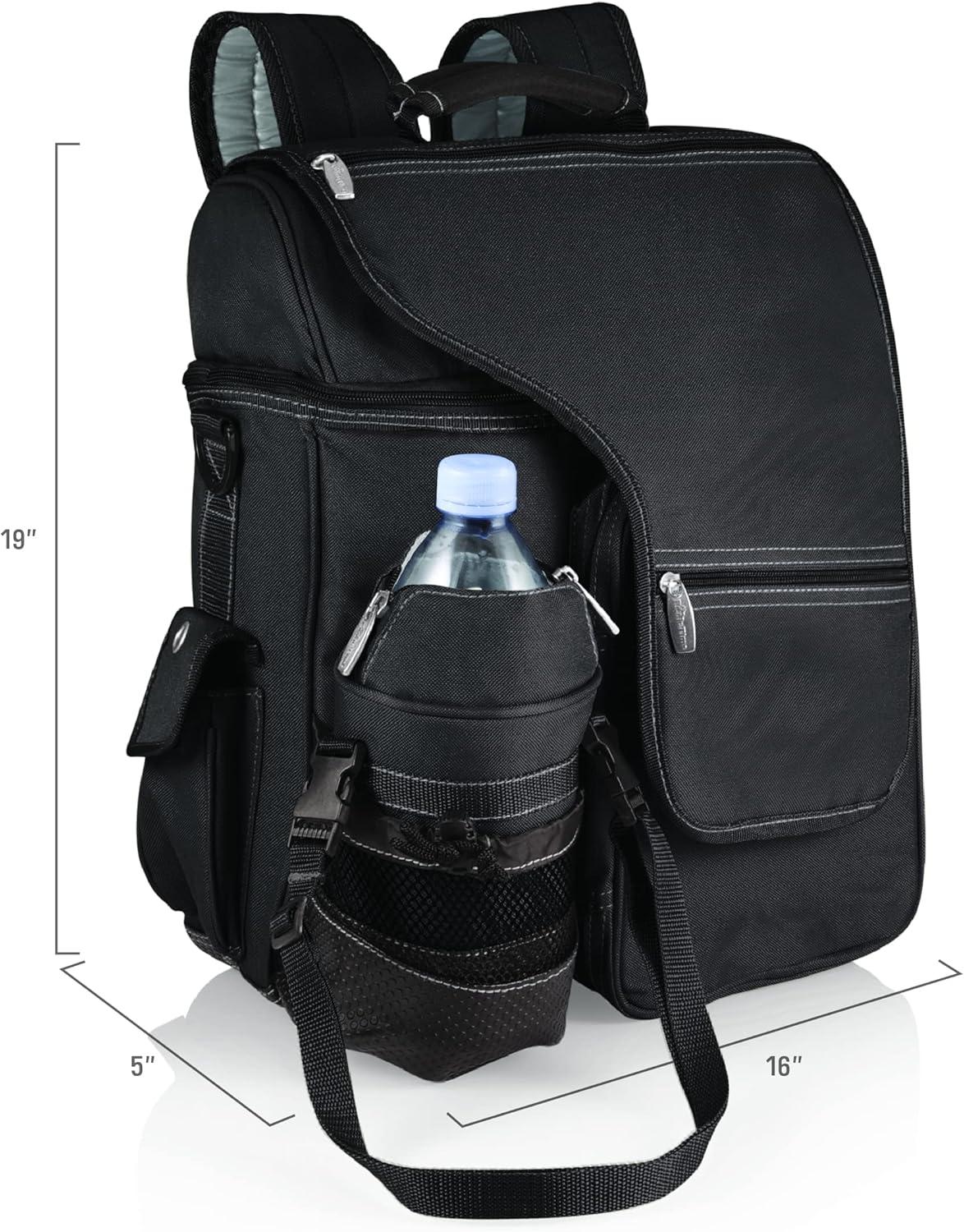 imageONIVA Picnic Time Turismo Backpack Cooler With Water Bottle Carrier Soft Cooler Travel Bag BlackBlack