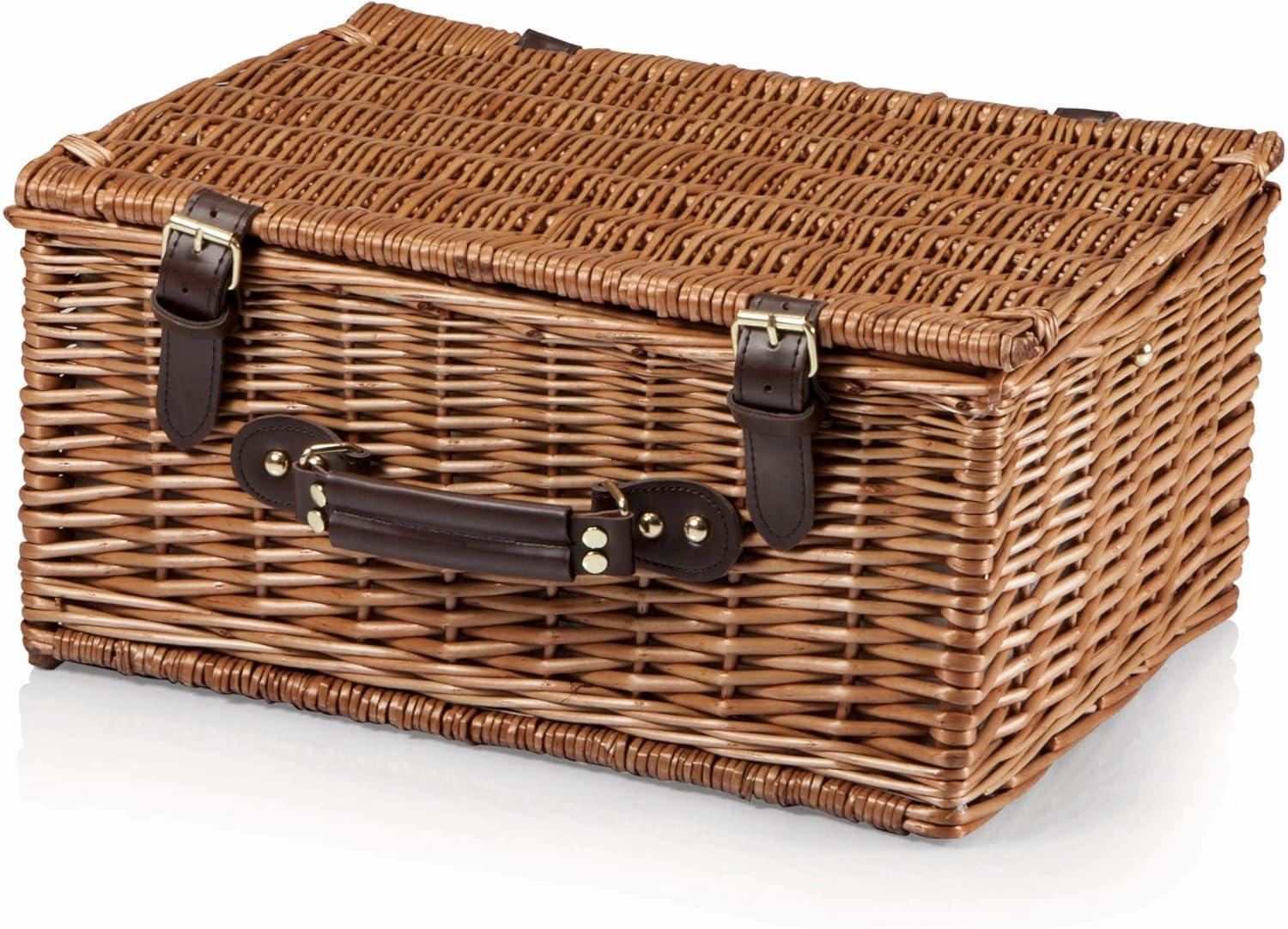 imagePICNIC TIME Bristol Picnic Basket for 2 Wicker Picnic Basket Picnic Set Navy Blue ampamp Burgundy Plaid Pattern