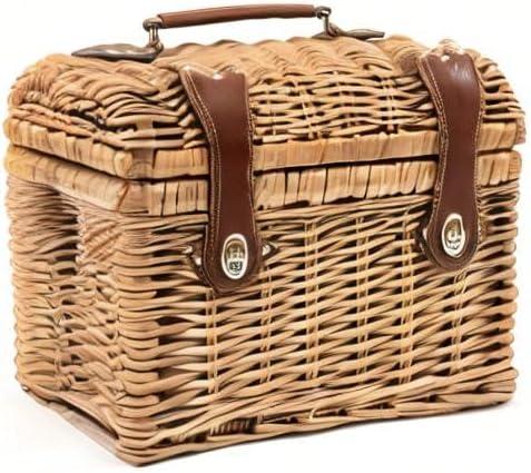 imagePICNIC TIME Napa Wine ampamp Cheese Picnic Basket for 2 Wine Picnic Basket Set Wine Basket with Wine Glasses and Cheese Board Adeline Collection Deep Purple with Coral Pattern