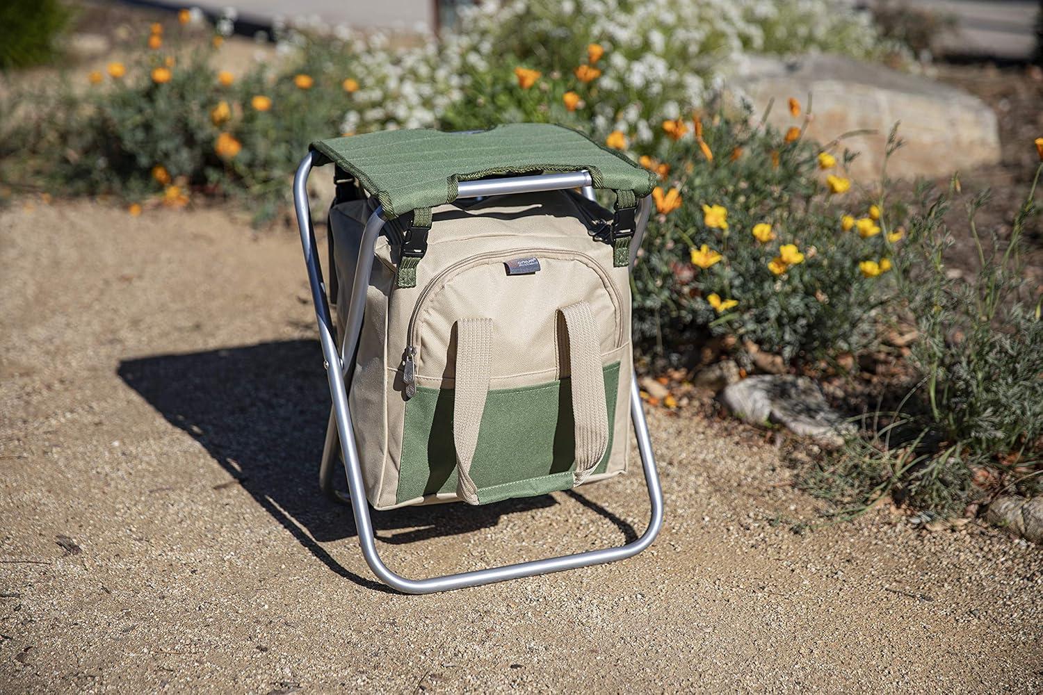 imagePICNIC TIME Garden Kneeler and Seat Folding Gardening Bench Portable Garden Stool and Kneeler with Detachable Tote Organizer for Weeding ampamp Yard Work Olive Green with Beige Accents