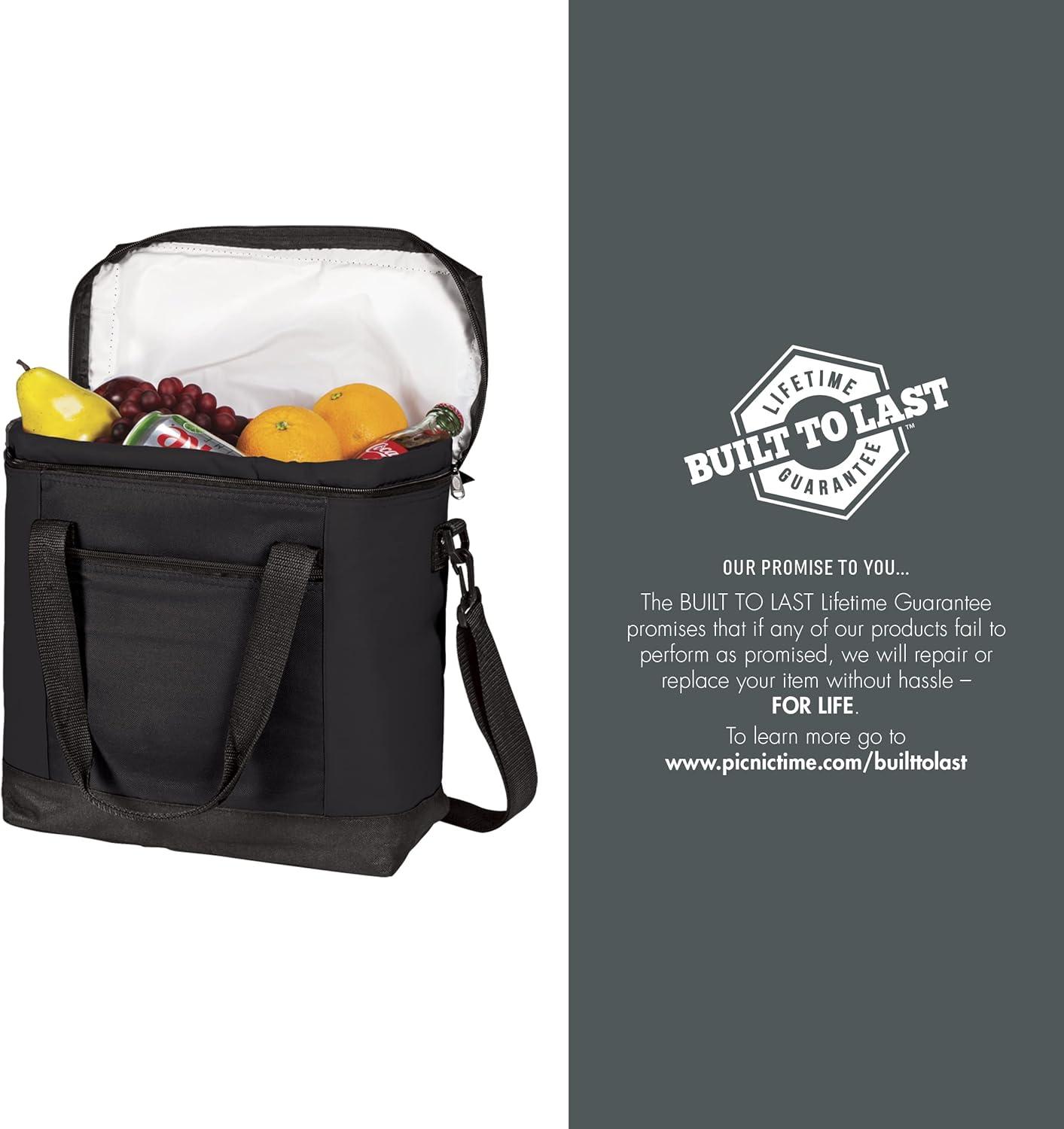 imagePICNIC TIME Montero Tote Cooler Bag Versatile Insulated Cooler Bag with 20Can Capacity Soft Insulated Tote with WaterResistant Interior Liner Zipper Pockets Converts to Backpack Straps Black