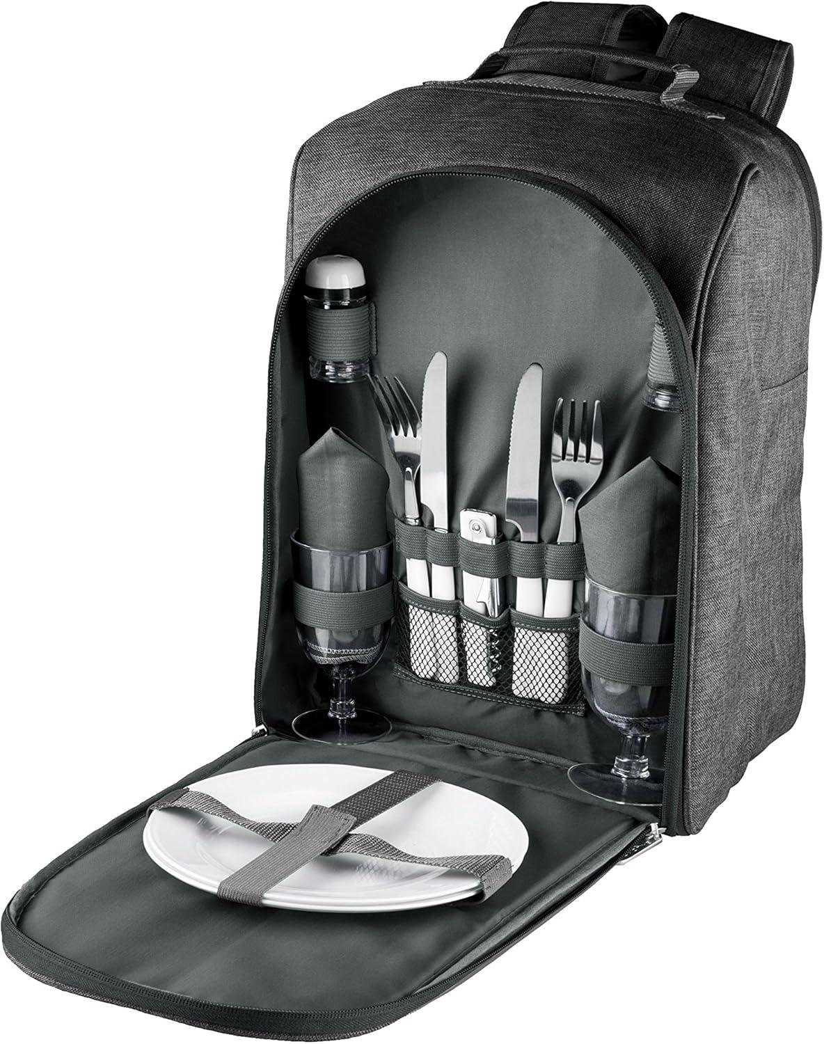 imagePICNIC TIME PTColorado Picnic Backpack Modern Backpack Cooler with Deluxe Set for 2 Fully Insulated Cooler Bag with 20can Capacity for Beach Hiking and OutdoorsGray