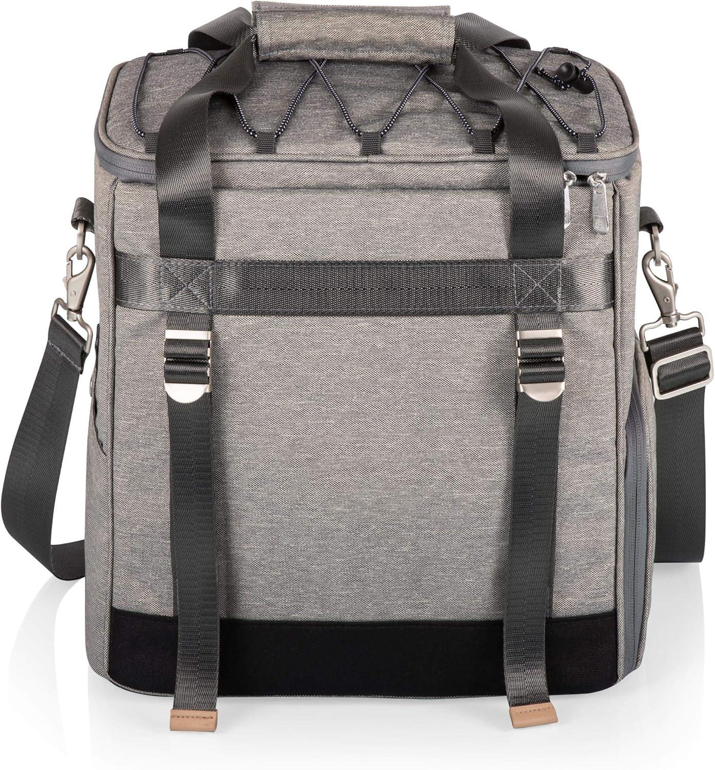 imagePICNIC TIME PTFrontier Picnic Cooler Tote Soft Cooler Bag with Picnic Set Picnic Tote Heathered Gray