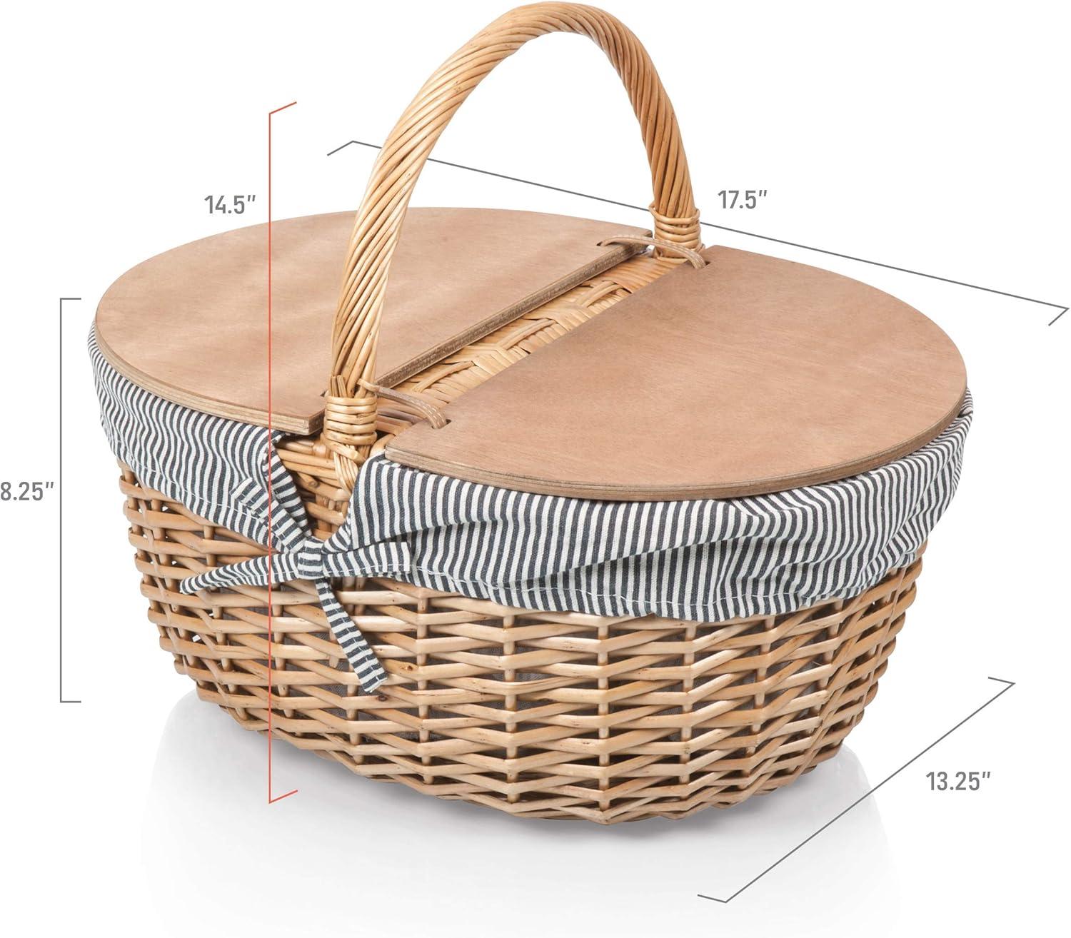 imagePicnic TIME Disney Mickey Mouse ampamp Minnie Mouse Country Vintage Picnic Basket with Lid Wicker Picnic Basket for 2 Navy Blue ampamp White StripeStar Wars Navy Blue White Stripe