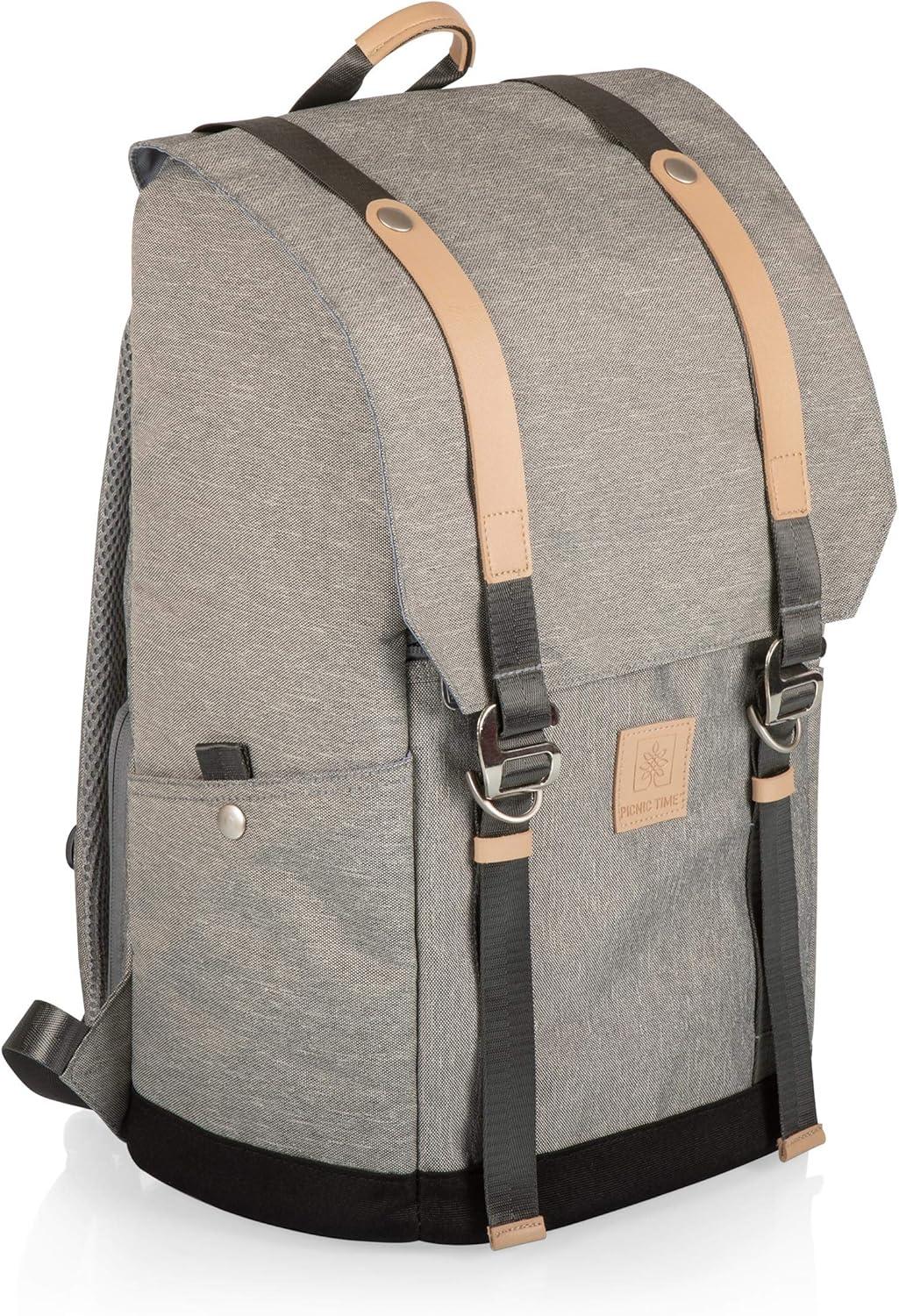 imagePicnic TIME PTFrontier Picnic Backpack Backpack Cooler with Picnic Set Cooler Backpack Picnic Kit Heathered Gray