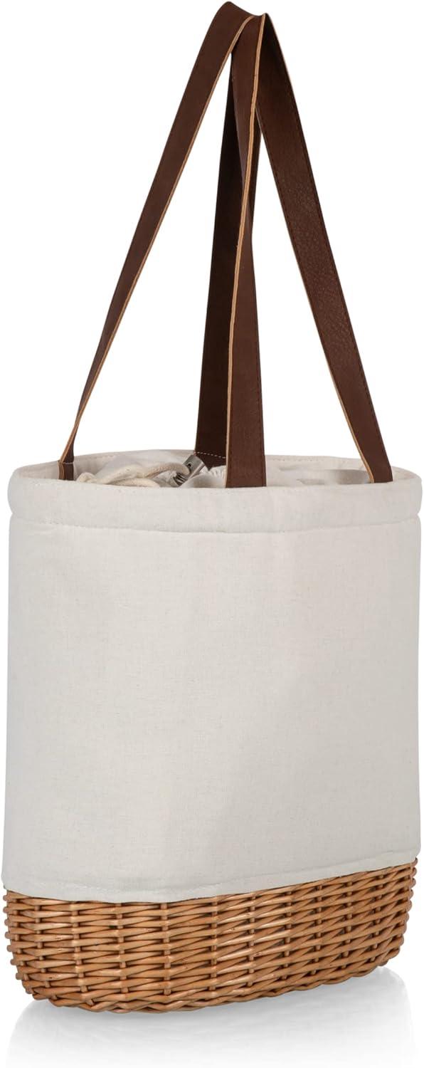 imagePicnic TIME Pico Willow ampamp Canvas Insulated Lunch Bag Small Picnic Basket Beach Tote Bag Natural Canvas ampamp Wicker