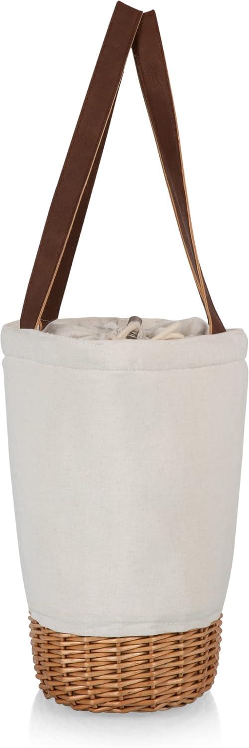 imagePicnic TIME Pico Willow ampamp Canvas Insulated Lunch Bag Small Picnic Basket Beach Tote Bag Natural Canvas ampamp Wicker