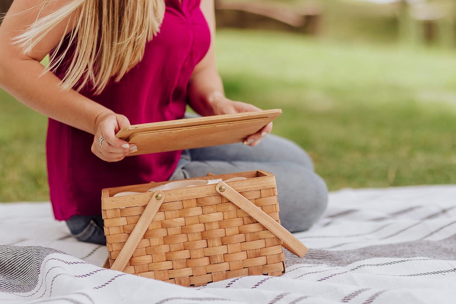 imagePicnic TIME Poppy Personal Picnic Basket Insulated Lunch Bag Retro Lunch Box Beige