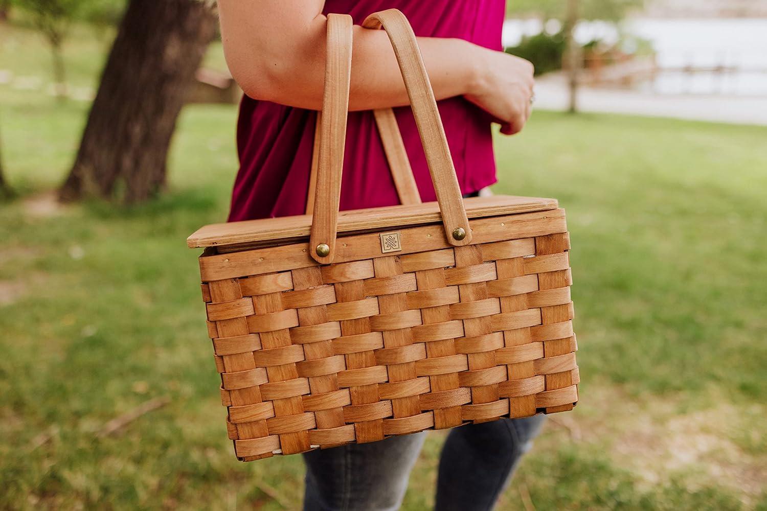 imagePicnic TIME Poppy Personal Picnic Basket Insulated Lunch Bag Retro Lunch Box Beige