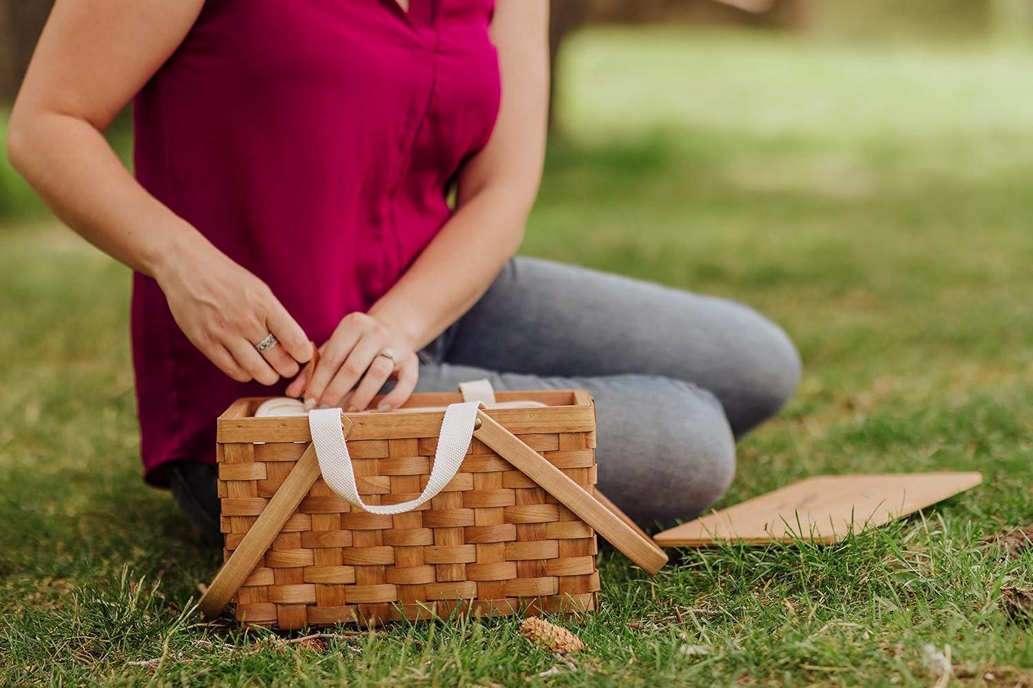 imagePicnic TIME Poppy Personal Picnic Basket Insulated Lunch Bag Retro Lunch Box Beige
