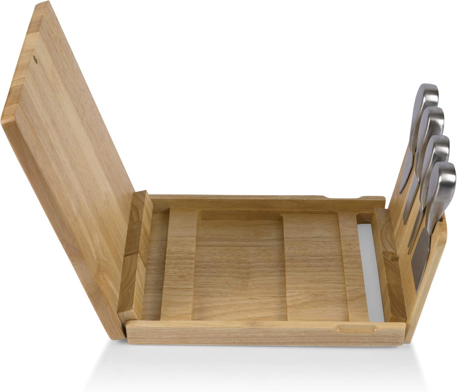 imageTOSCANA a Picnic Time brand Asiago Cheese Board and Knife Set Charcuterie Board Set Wood Cutting Board with Cheese Knives Parawood