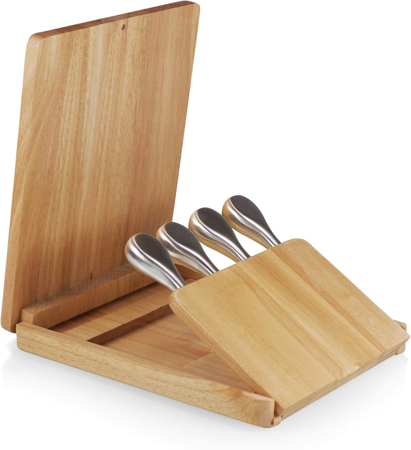 imageTOSCANA a Picnic Time brand Asiago Cheese Board and Knife Set Charcuterie Board Set Wood Cutting Board with Cheese Knives Parawood