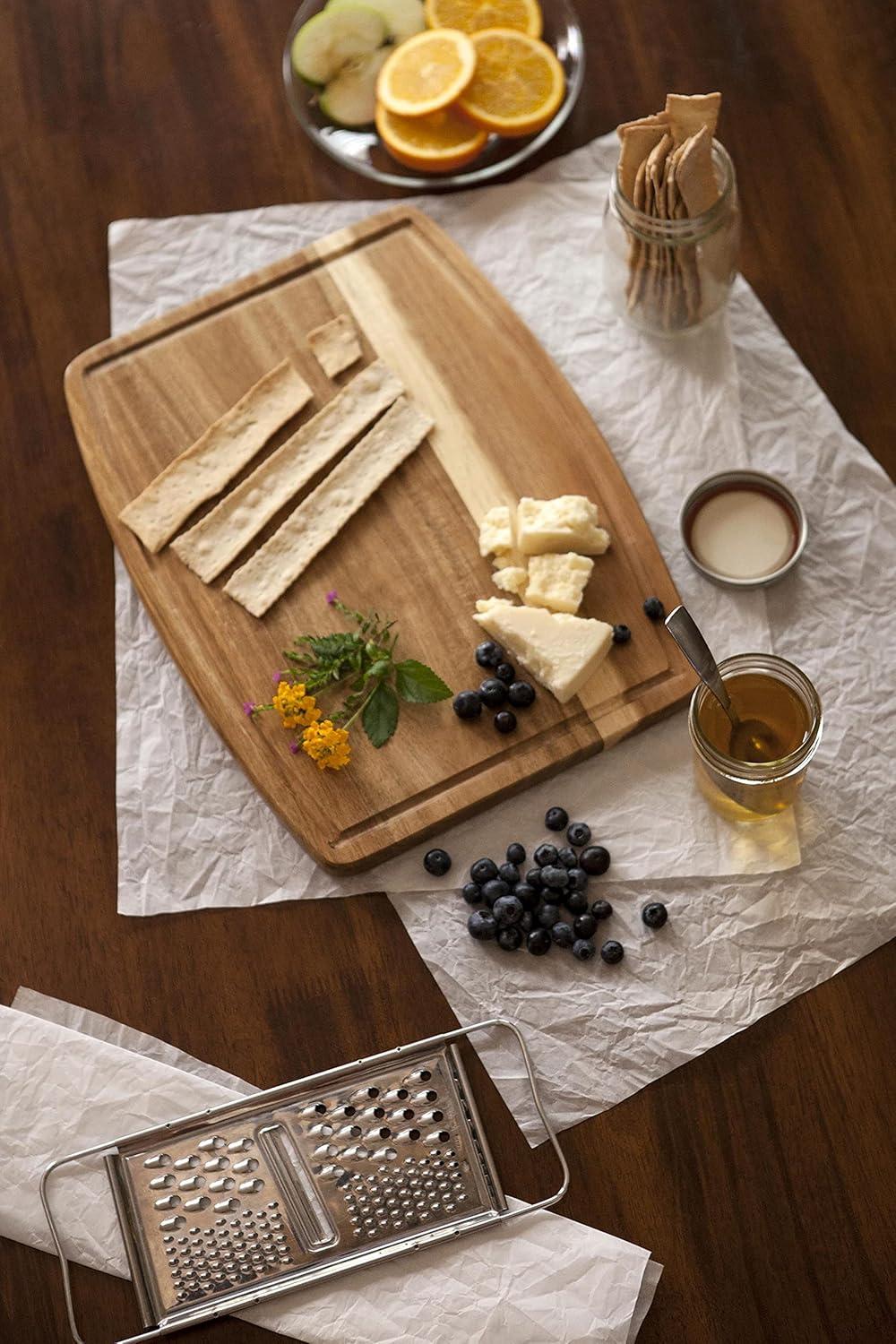 imageTOSCANA a Picnic Time brand Ovale Acacia Cutting Board Cheese Boards Charcuterie Boards Wood Serving Platter Acacia Wood