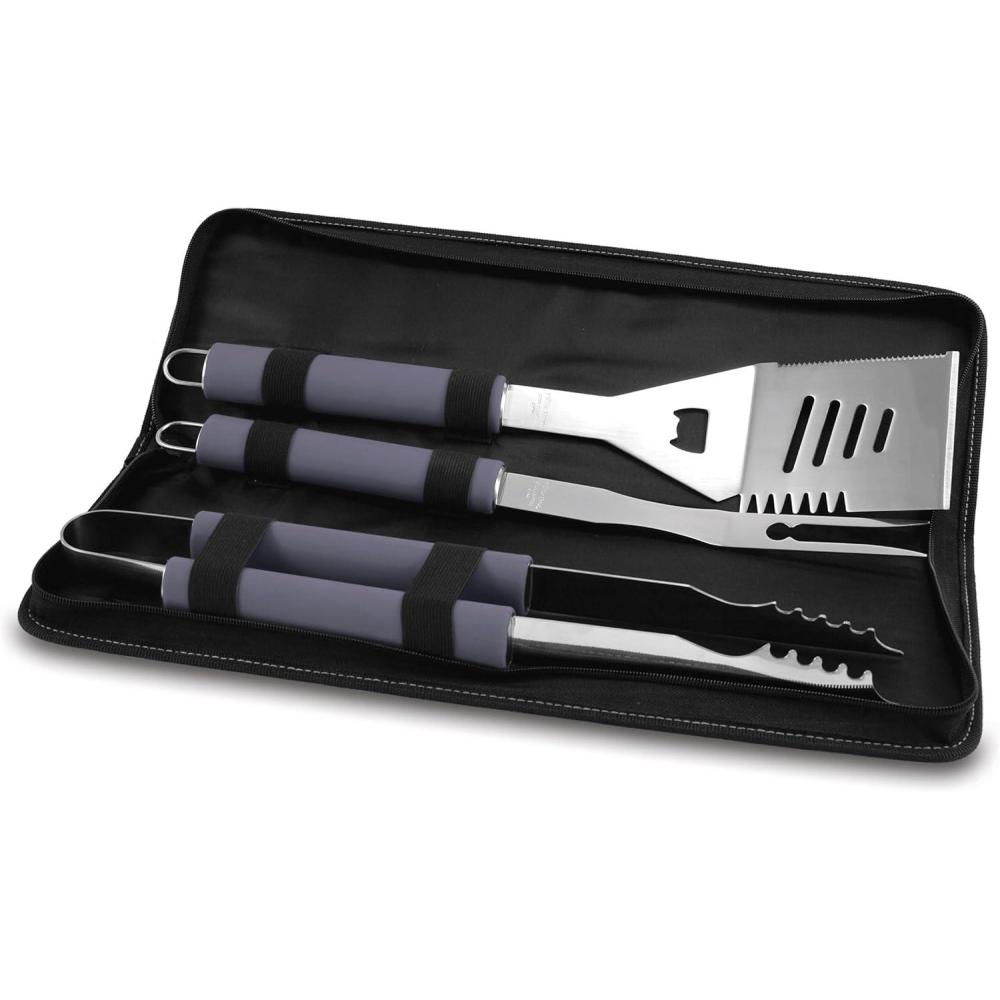 imageONIVA a Picnic Time Brand Metro 3Piece BBQ Tool Set in Carry Case BlackBlackGrey