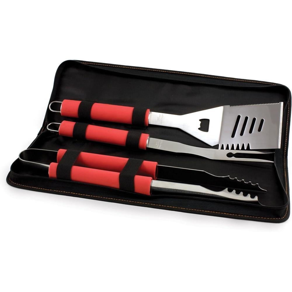 imageONIVA a Picnic Time Brand Metro 3Piece BBQ Tool Set in Carry Case BlackRed