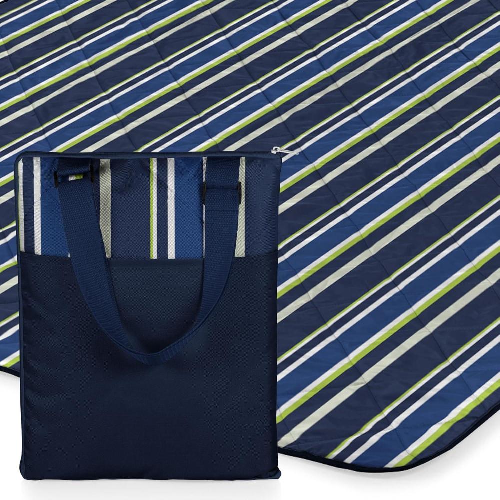 imageONIVA a Picnic Time brand Vista Outdoor Picnic Blanket ampamp Tote Beach Blanket Camping Blanket Navy with Red CheckNavyLime Stripes