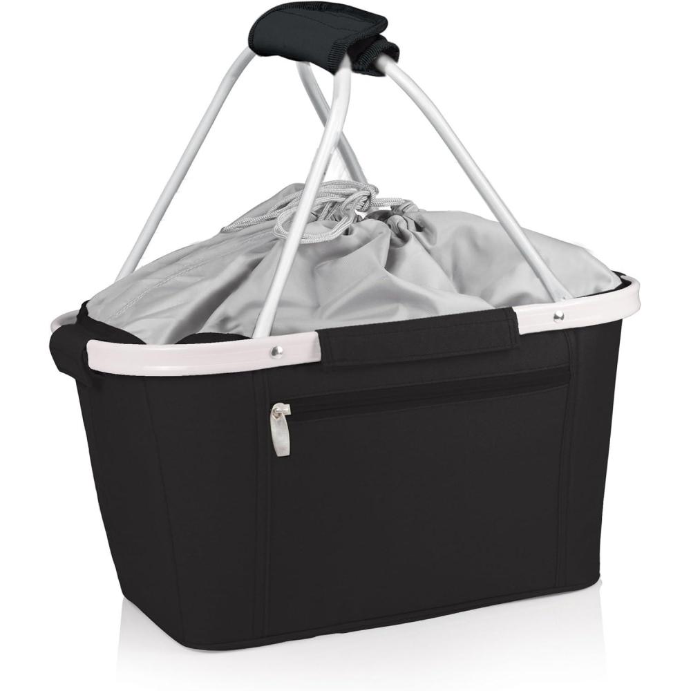 imageONIVA a Picnic Time brand Metro Shopping Basket Insulated Picnic Basket Collapsible Market Basket Utility Tote Cooler BagBlack