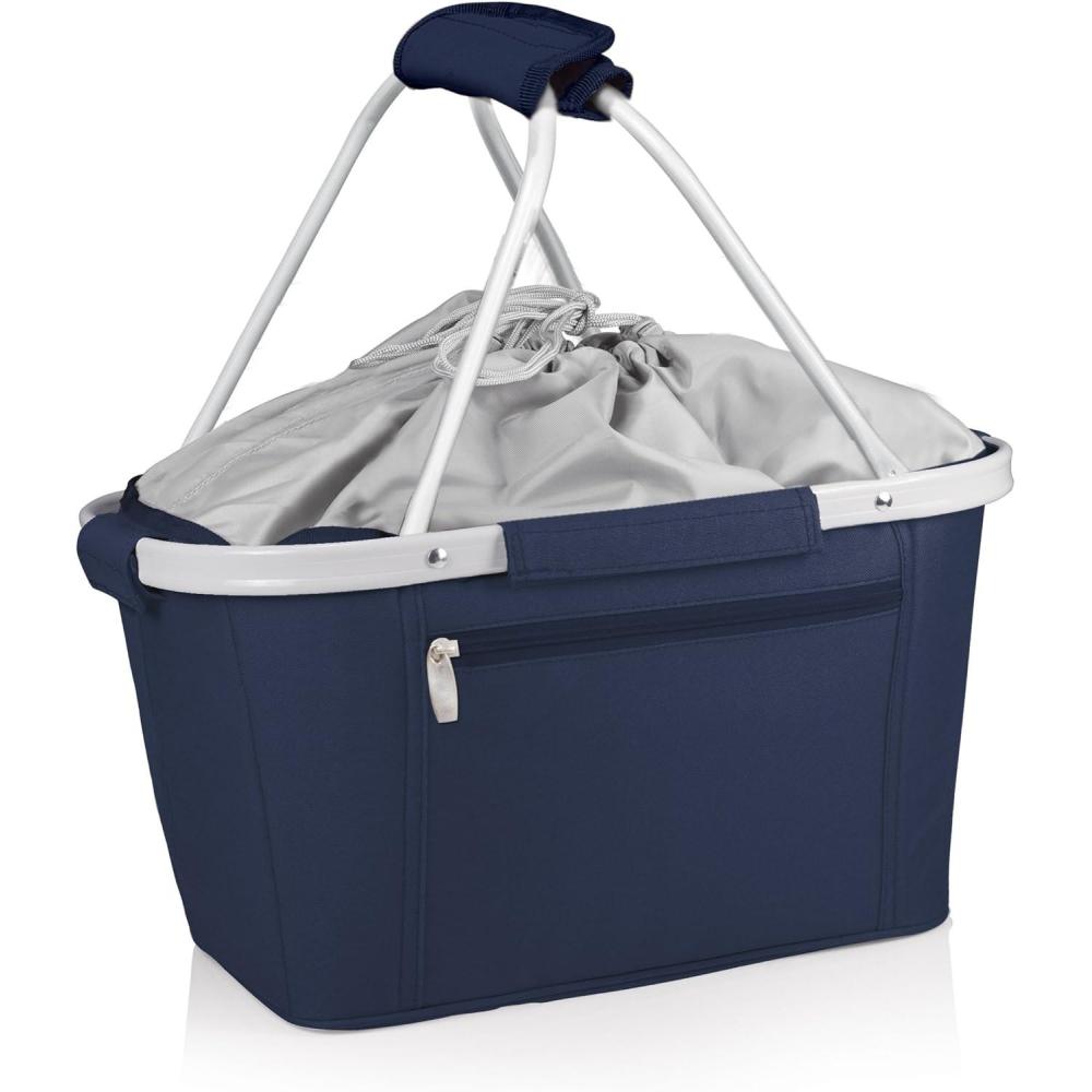 imageONIVA a Picnic Time brand Metro Shopping Basket Insulated Picnic Basket Collapsible Market Basket Utility Tote Cooler BagNavy Blue
