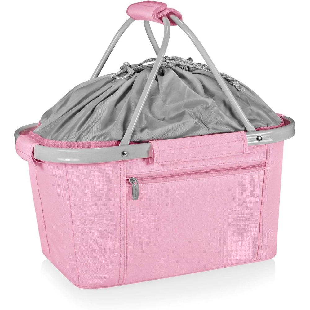 imageONIVA a Picnic Time brand Metro Shopping Basket Insulated Picnic Basket Collapsible Market Basket Utility Tote Cooler BagPink