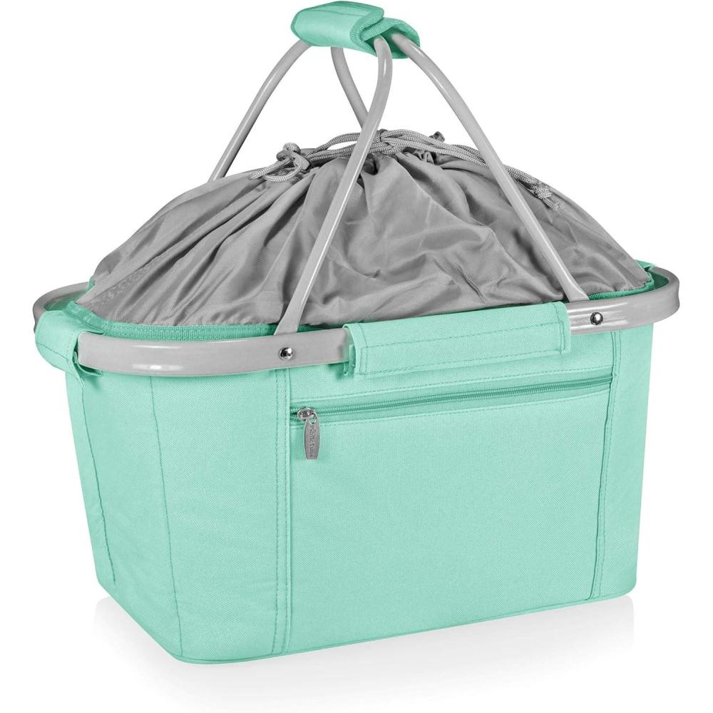 imageONIVA a Picnic Time brand Metro Shopping Basket Insulated Picnic Basket Collapsible Market Basket Utility Tote Cooler BagTeal