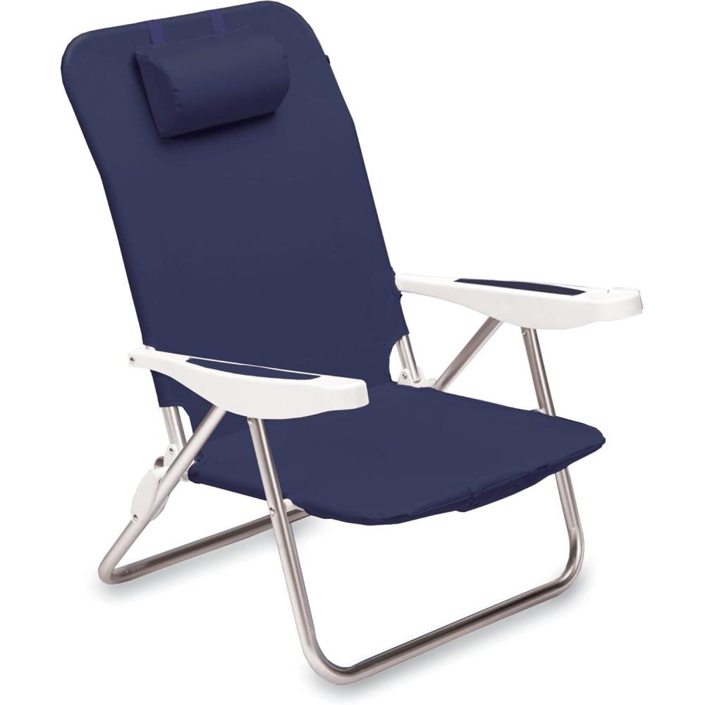 imageONIVA a Picnic Time brand Monaco Reclining Backpack Beach Chair Outdoor Folding Lounge Chair Lightweight Low Chair Navy Blue