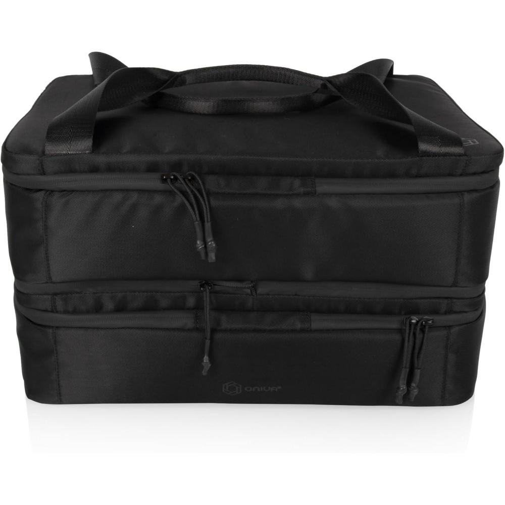 imagePICNIC TIME Double Decker Casserole Tote 2Layer Potluck Casserole Carrier Insulated Thermal Food Carrier Insulated Casserole Carrier BlackDouble Decker Black