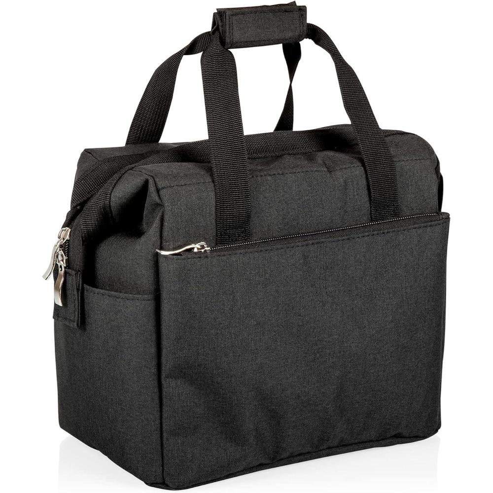 imagePICNIC TIME On The Go Lunch Bag Stylish Soft Cooler Bag Expandable Insulated Lunch Box Portable Cooler Lunchbox with Dual Compartment Design and Velcro Side Straps Heathered GrayBlack