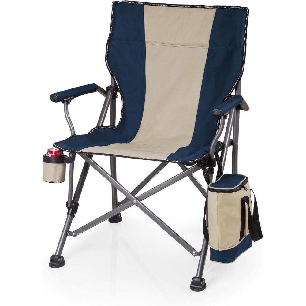imagePICNIC TIME Outlander XL Heavy Duty Folding Camping Chair with Insulated Cooler Oversized Portable Lawn Beach ampamp Camp Chair with Cup Holder Storage Pocket Carry Bag 400 lb Capacity Navy BlueNavy Blue Xlarge 400 Lb Weight Capacity
