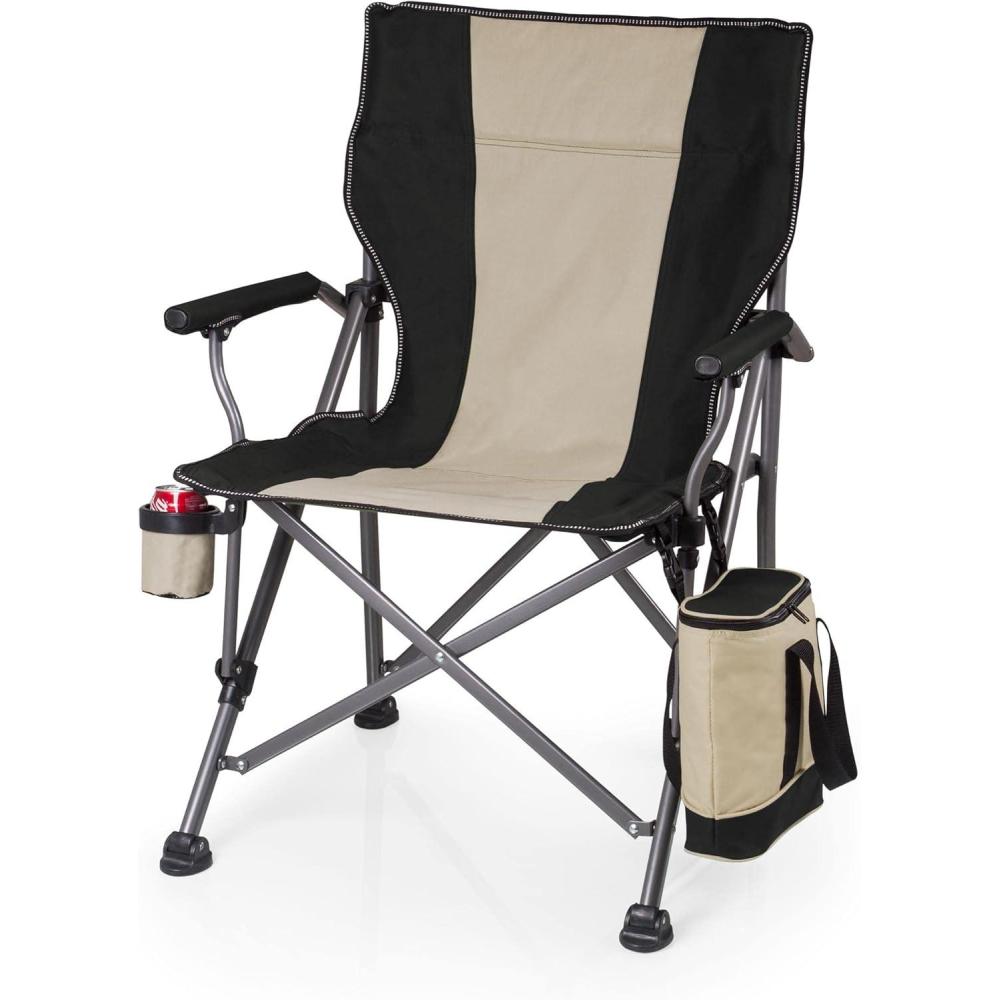imagePICNIC TIME Outlander XL Heavy Duty Folding Camping Chair with Insulated Cooler Oversized Portable Lawn Beach ampamp Camp Chair with Cup Holder Storage Pocket Carry Bag 400 lb Capacity Navy BlueBlack Xlarge 400 Lb Weight Capacity