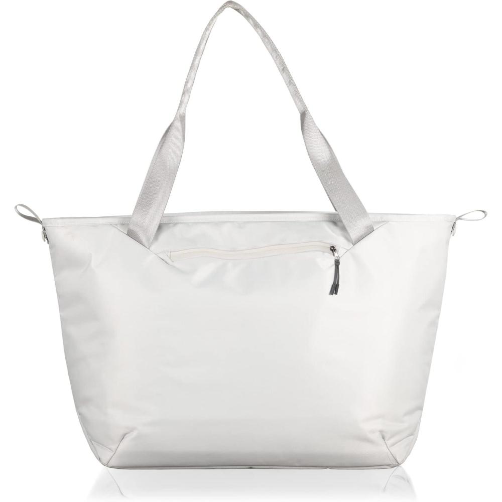 imagePICNIC TIME Tarana Insulated Lunch Tote Bag for Women Large Reusable Cooler Tote Made from 15 Recycled Bottles Stylish Purse Lunch Bag with Compartments Portable Picnic Tote Aurora BlueHalo Gray