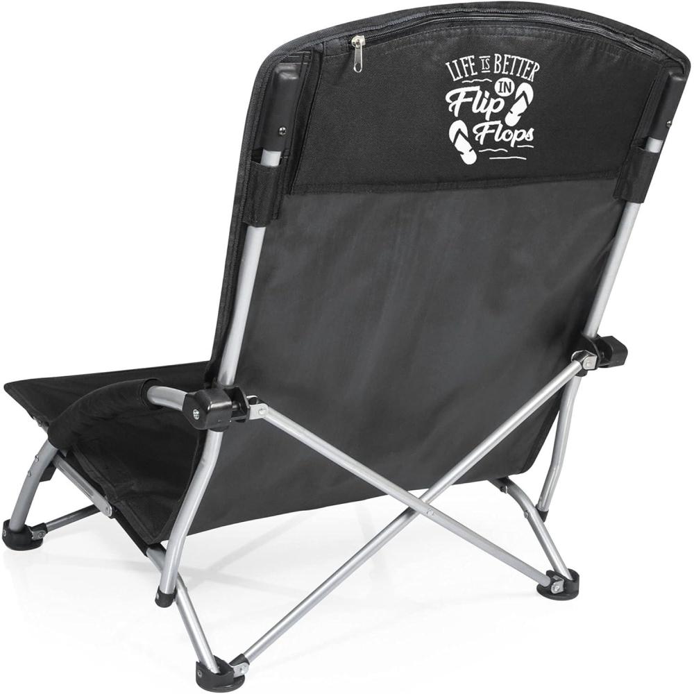 imagePersonalized Tranquility Beach Chair with Carry Bag Low Beach Chair for Adults Low Lawn ChairBlack
