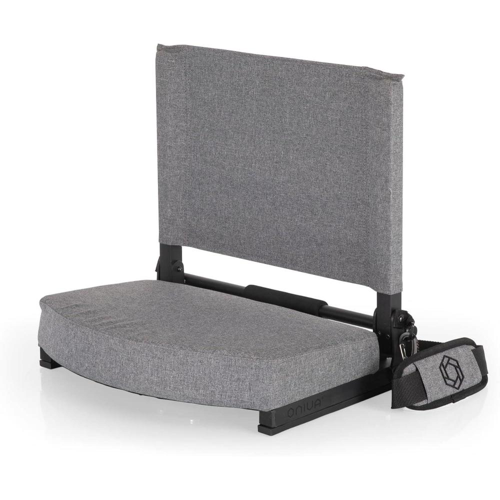imagePicnic TIME Gridiron Stadium Seat with Back Support Folding Bleacher Chairs with Back and Cushion Thick Padded Stadium Seat and Armrest with Carry Straps and Bleacher Hook FeatureGrey