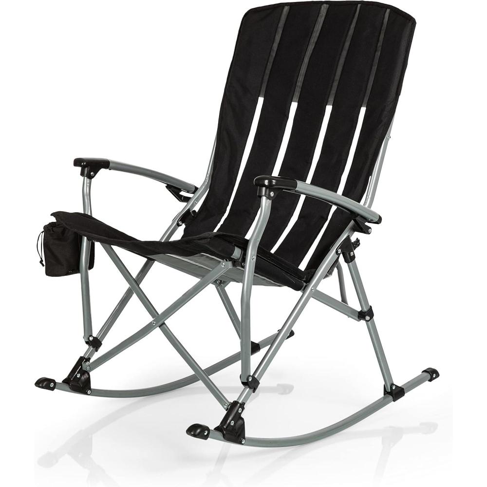 imagePicnic TIME Outdoor Rocking Camp Chair XL Heavy Duty Camping Chair for AdultsBlack
