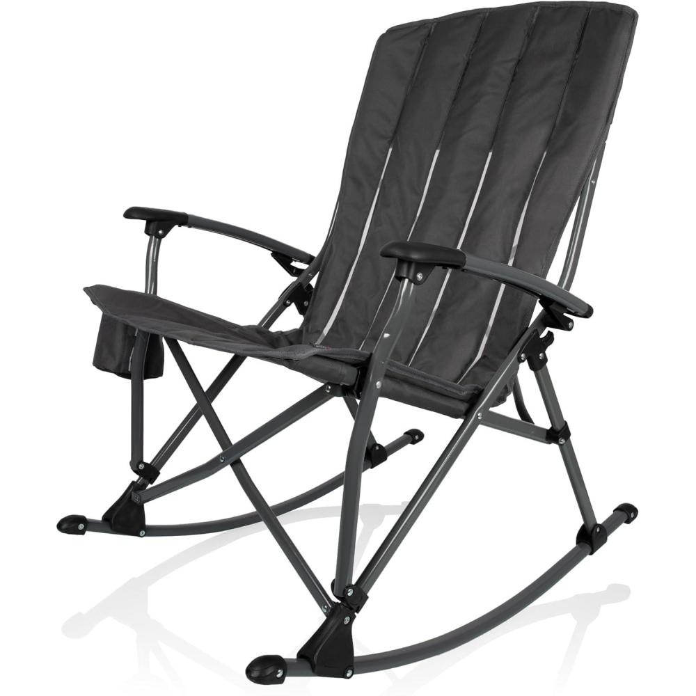 imagePicnic TIME Outdoor Rocking Camp Chair XL Heavy Duty Camping Chair for AdultsGunmetal Gray