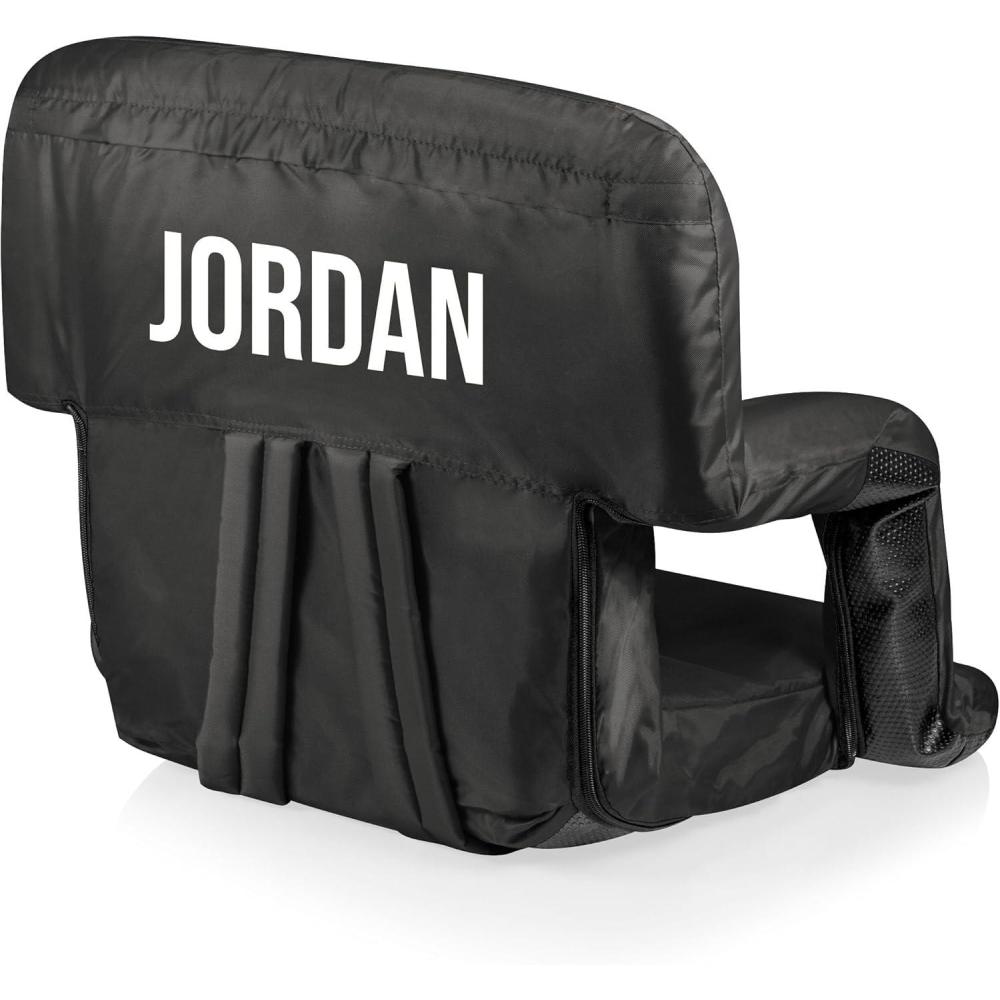 imagePicnic TIME Personalized Ventura Stadium Seat with Back Support Custom Bleacher Seat Reclining Beach Floor ChairBlack