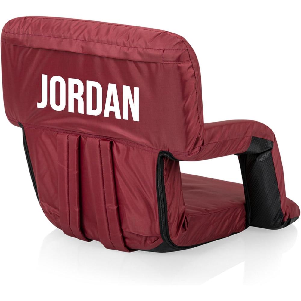 imagePicnic TIME Personalized Ventura Stadium Seat with Back Support Custom Bleacher Seat Reclining Beach Floor ChairBurgundy