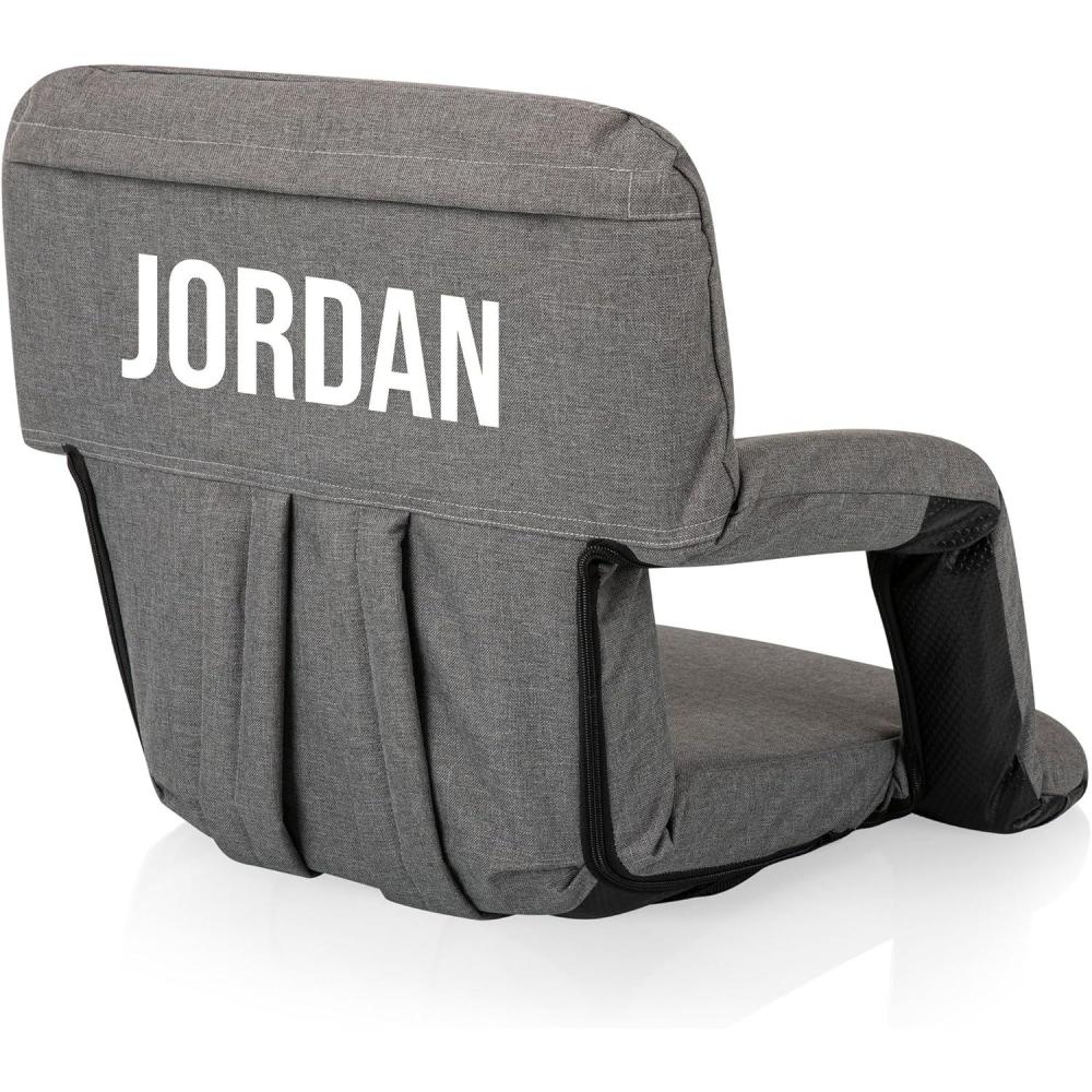imagePicnic TIME Personalized Ventura Stadium Seat with Back Support Custom Bleacher Seat Reclining Beach Floor ChairHeathered Gray