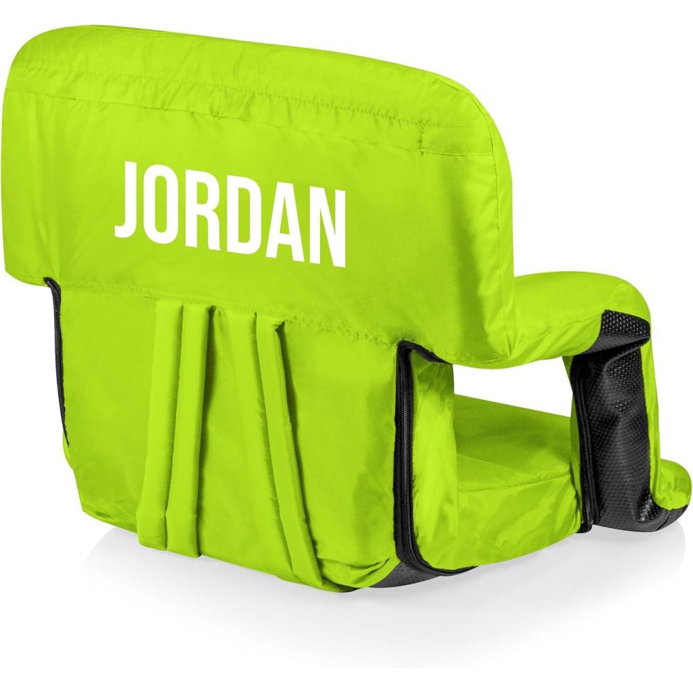 imagePicnic TIME Personalized Ventura Stadium Seat with Back Support Custom Bleacher Seat Reclining Beach Floor ChairLime Green
