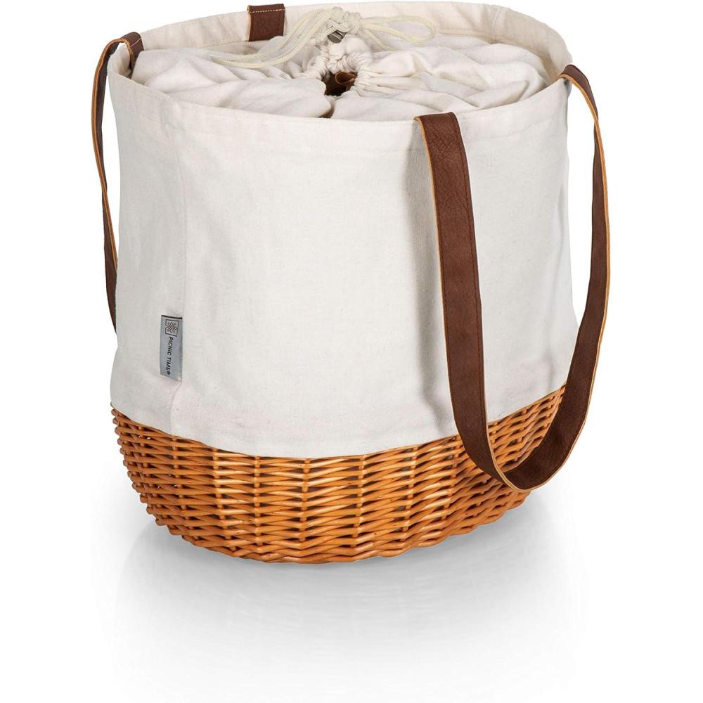 imagePicnic Time A Picnic Time Brand Coronado Canvas and Willow Basket ToteBeige Canvas