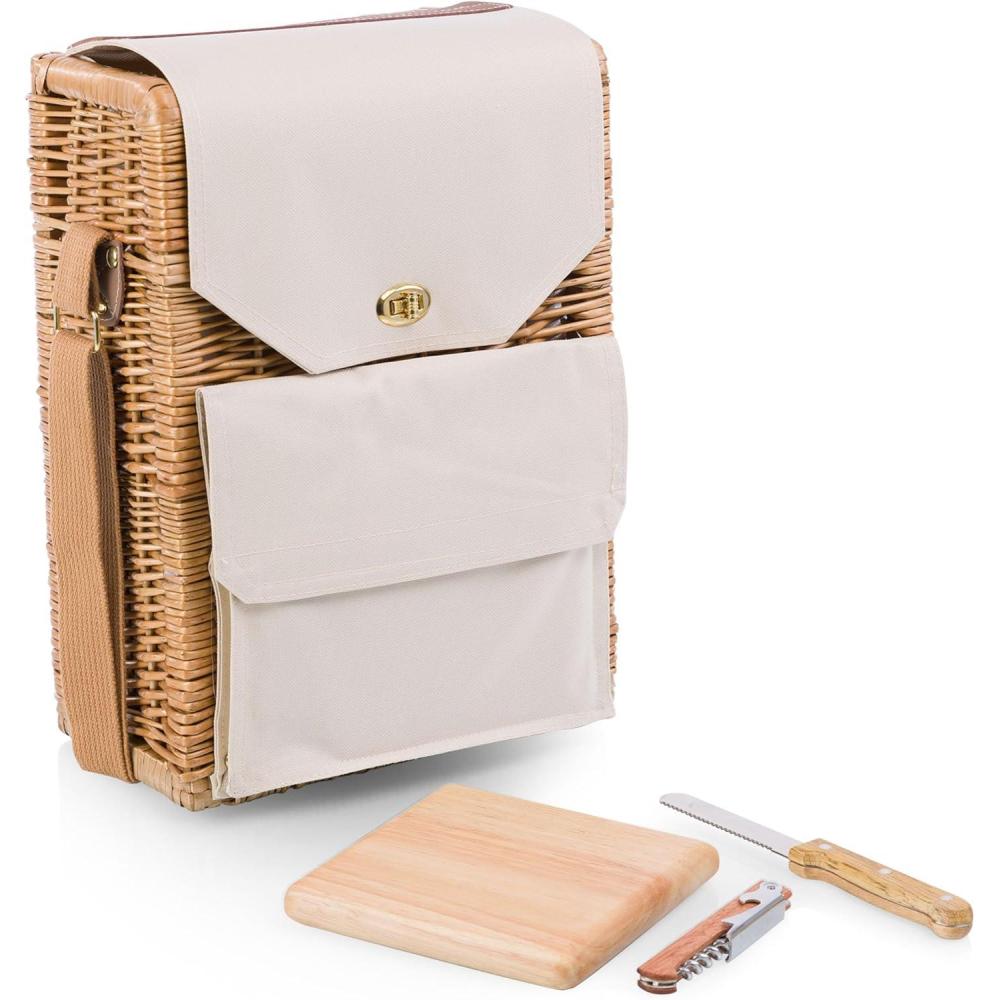 imagePicnic Time Corsica Wine and Cheese Picnic Basket Tote Luxury 2 Bottle Insulated Picnic Set with Cutting Board Cheese Knife ampamp Corkscrew Romantic Picnic Kit for Couples Wedding ampamp Anniversary Gift975 x 65 x 1375