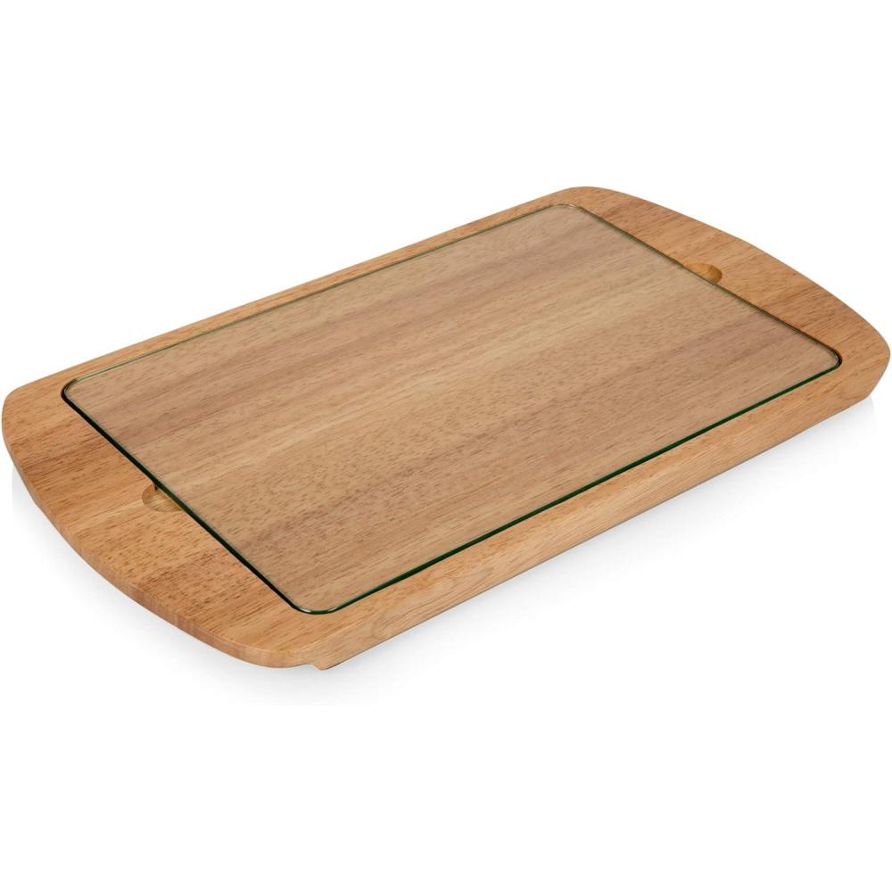 imageTOSCANA a Picnic Time brand Billboard Glass Top Cheese Board Serving Platter Cheese Boards Charcuterie Boards Parawood