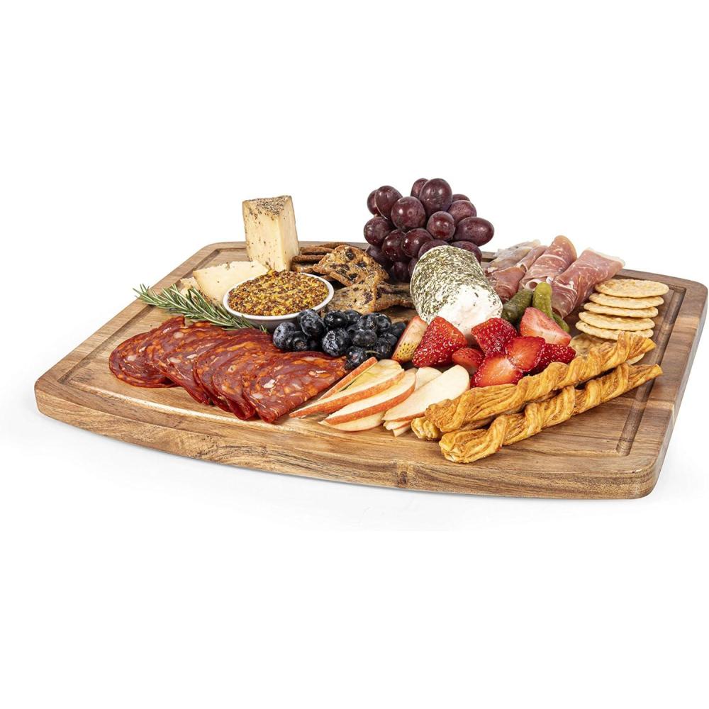 imageTOSCANA a Picnic Time brand Ovale Acacia Cutting Board Cheese Boards Charcuterie Boards Wood Serving Platter Acacia Wood