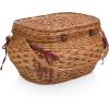 Highlander Picnic Basket, (Red & Blue Tartan Pattern)