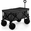 ONIVA – a Picnic Time brand Adventure Wagon Elite All-Terrain Folding Beach Wagon with Big Wheels plus Table Top Lid & Soft Cooler Liner, (Dark Gray)