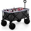 ONIVA – a Picnic Time brand Adventure Wagon Elite All-Terrain Folding Beach Wagon with Big Wheels plus Table Top Lid & Soft Cooler Liner, (Dark Gray)
