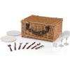 PICNIC TIME – Bristol Picnic Basket for 2, Wicker Picnic Basket – Picnic Set, (Navy Blue & Burgundy Plaid Pattern)