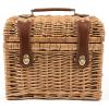 PICNIC TIME – Napa Wine & Cheese Picnic Basket for 2 – Wine Picnic Basket Set – Wine Basket with Wine Glasses and Cheese Board, (Adeline Collection – Deep Purple with Coral Pattern)