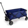 PICNIC TIME Adventure Collapsible Folding Wagon, Outdoor Collapsible Wagon, Portable Cart with Wheels, All-Terrain Trolly Cart with Storage Cover and Handle, Supports 225 lbs, (Navy Blue)